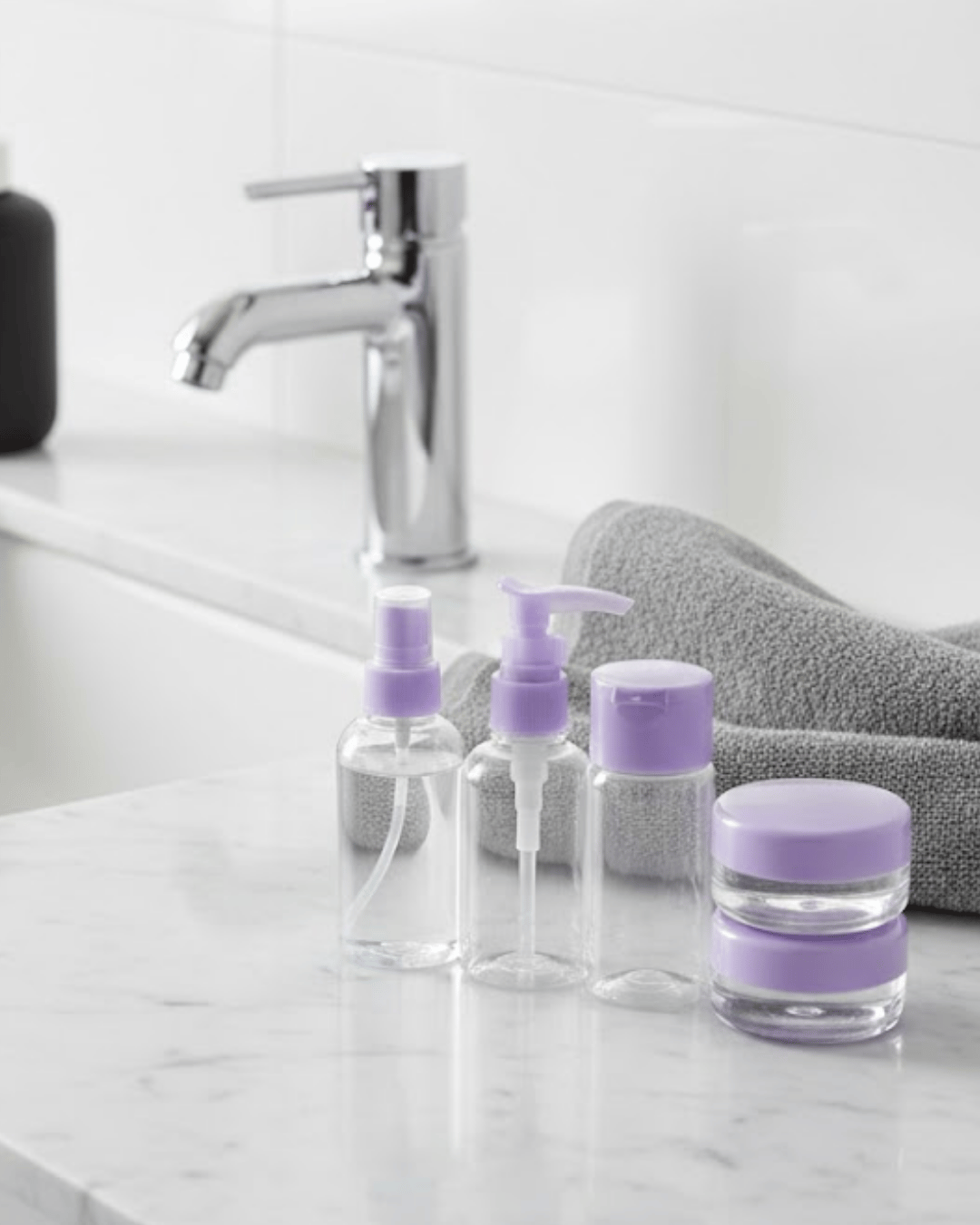 5 Parça Seyahat Banyo Seti 30 ml Şeffaf Taşınabilir Şişe Seti