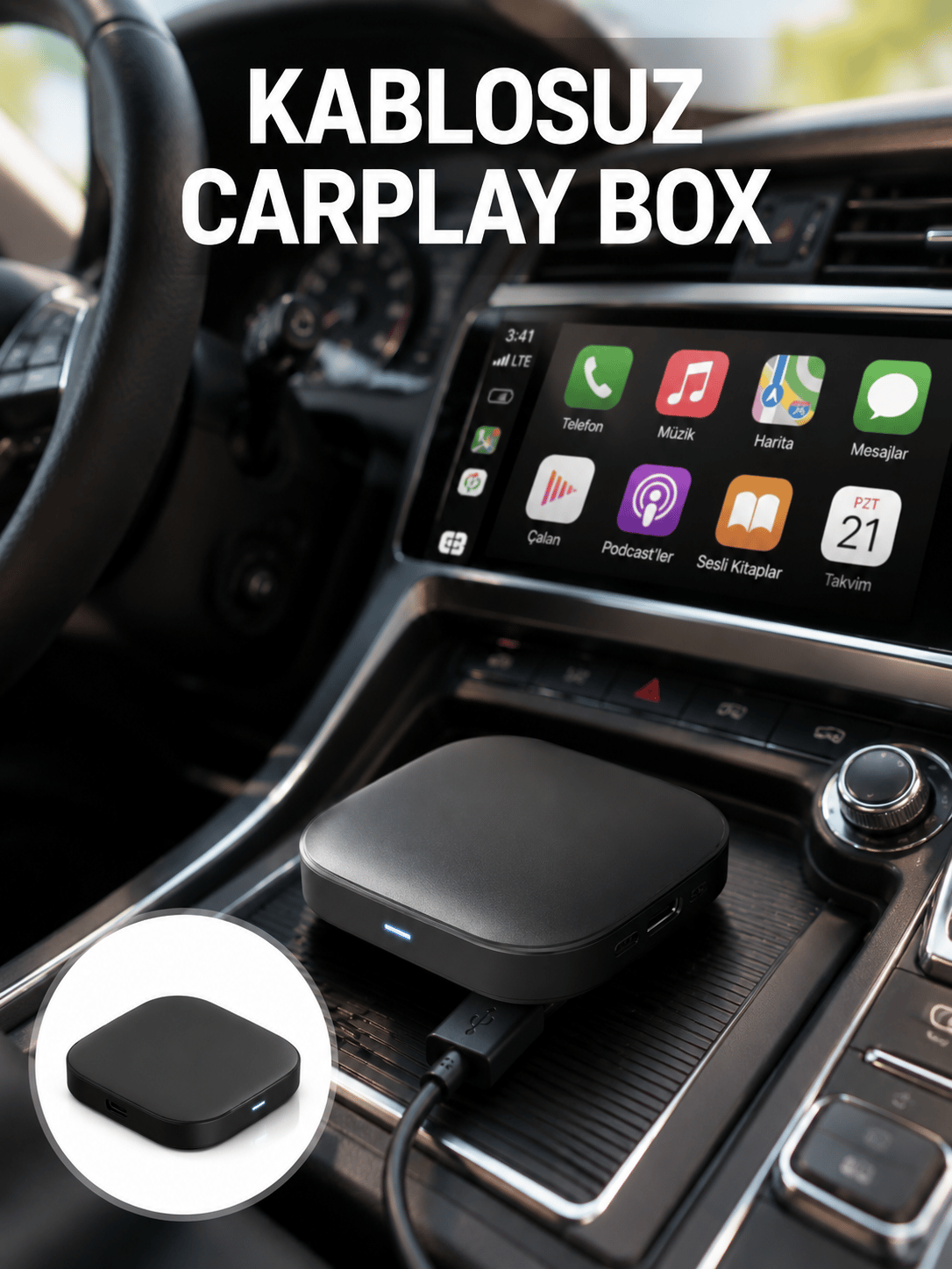5.8GHz WiFi Destekli Kablosuz Android Auto Dönüştürücü Yeni Nesil