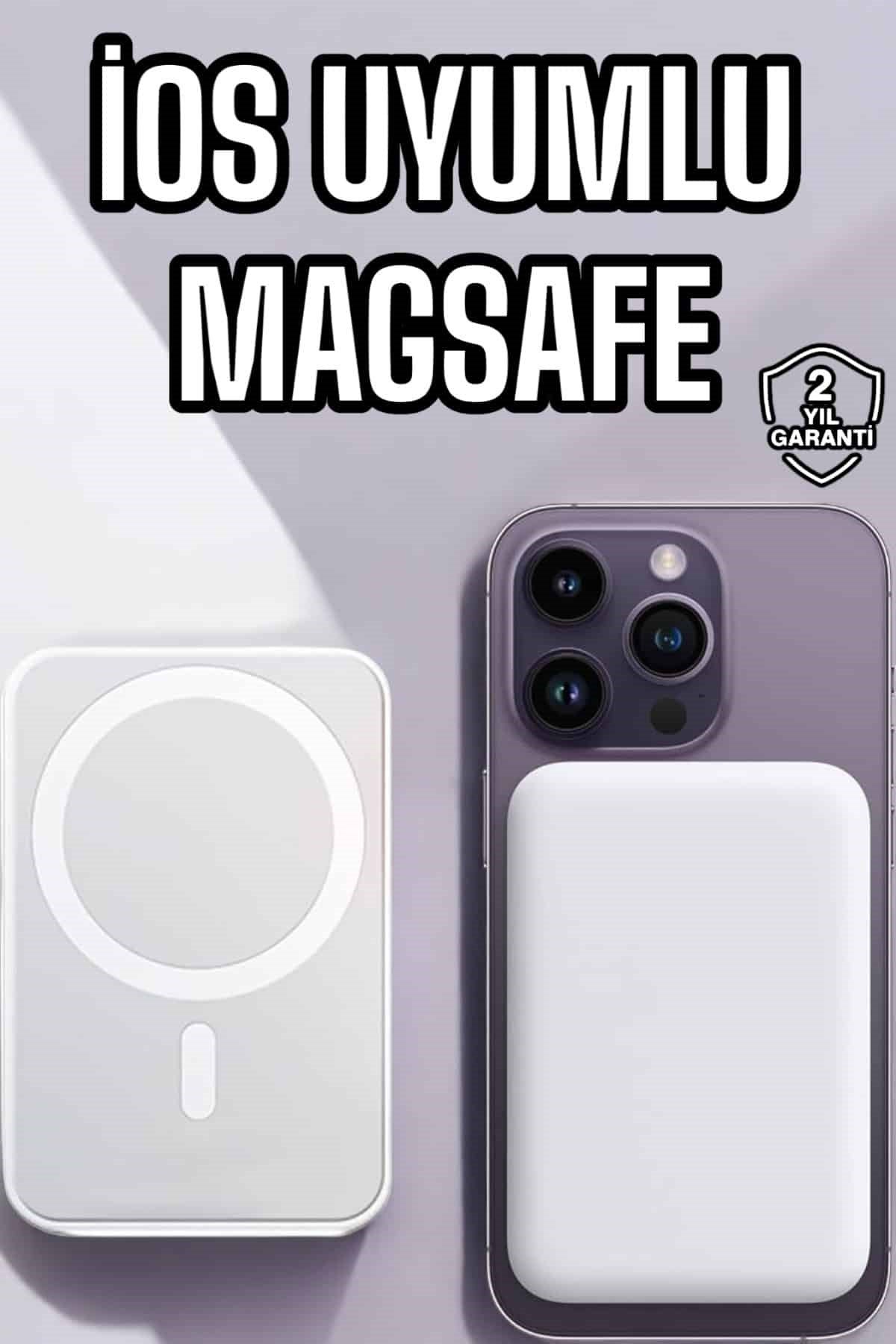 5000 Mah İOS Uyumlu Magsafe Kablosuz Şarj Hızlı Şarj Desteği