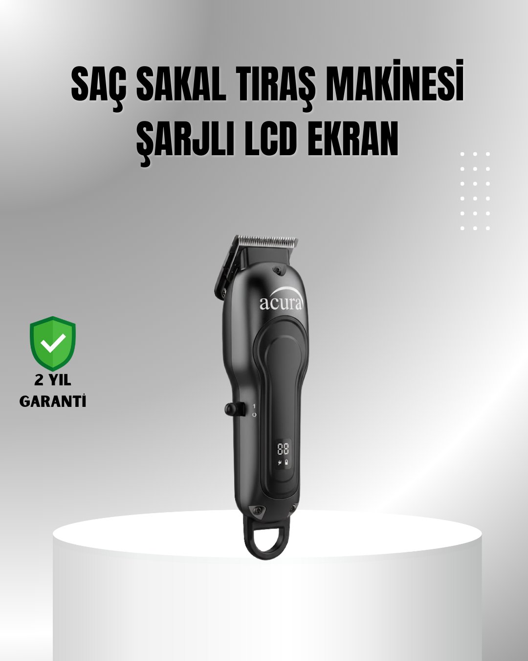7000 RPM Güçlü Motorlu LCD Göstergeli Şarjlı Tıraş Makinesi
