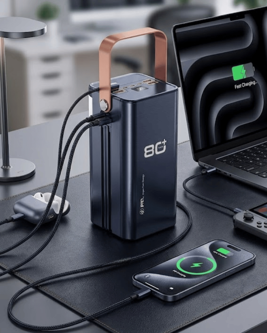 80000 mAh Taşınabilir Powerbank Süper Hızlı Şarj Çoklu Çıkış ve LED Göstergeli