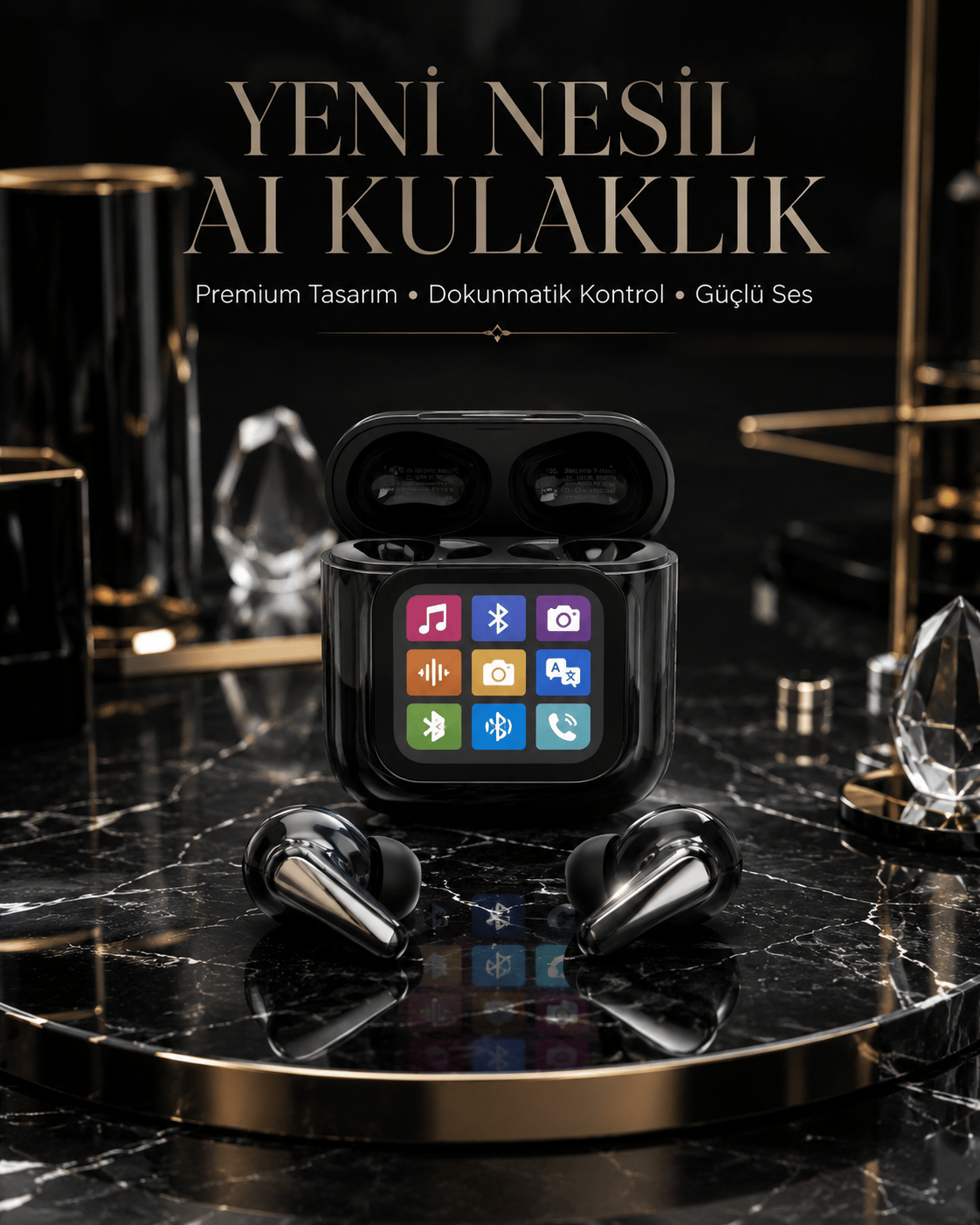 AI Bluetooth Kulaklık Akıllı Dokunmatik Kontrol Özellikli