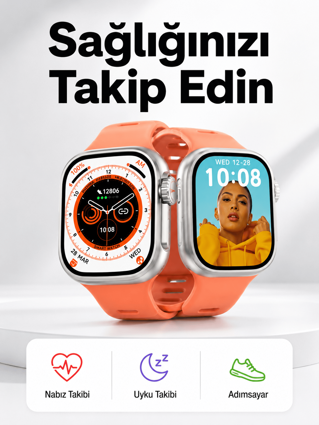 Akıllı Saat Nabız Ölçebilen Yeni Nesil GPS ve Adımsayar Özelliği (Kopya)