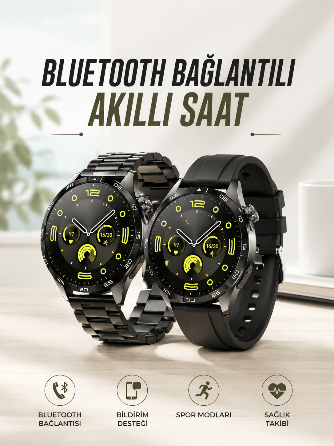 Akıllı Saat Sesli Görüşme, NFC Uyumlu, Bildirim Görme ve Uyku ve Sağlık Takibi