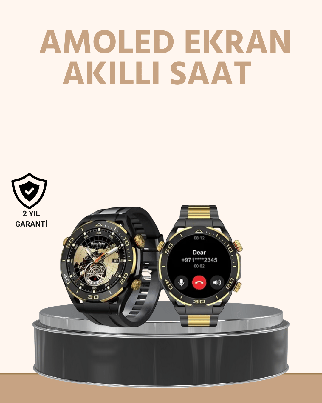 Amoled Ekran Akıllı Saat Uyku Nabız Adım Ölçer Su Geçirmez