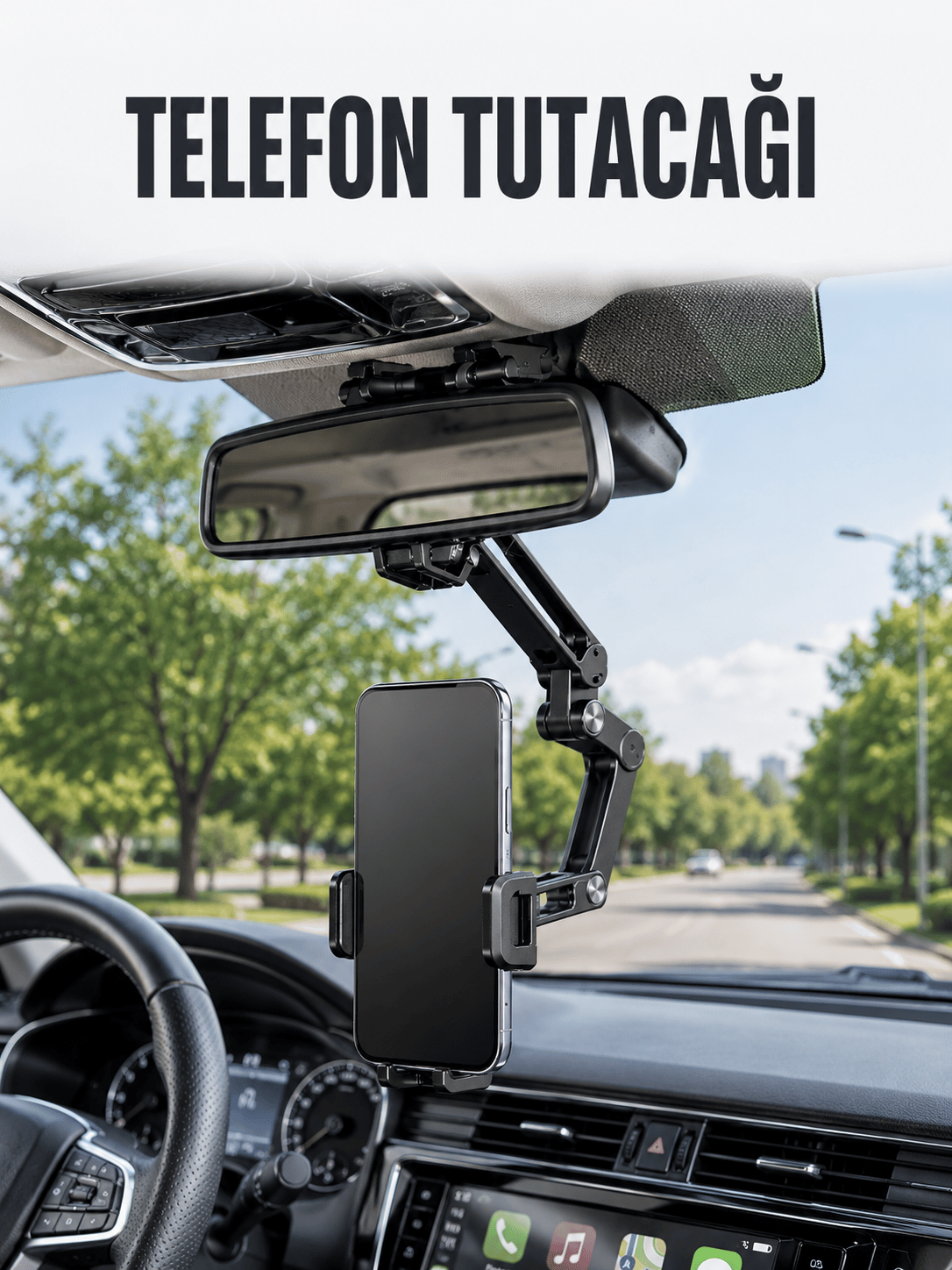 Araç Dikiz Aynası Telefon Tutucu Ayarlanabilir Katlanabilir Navigasyon Telefon Standı