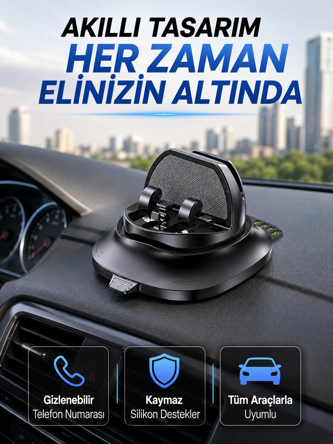 Araç Torpidosu İçin Telefon Tutucu Gizlenebilir Park Telefon Numaralı Stand