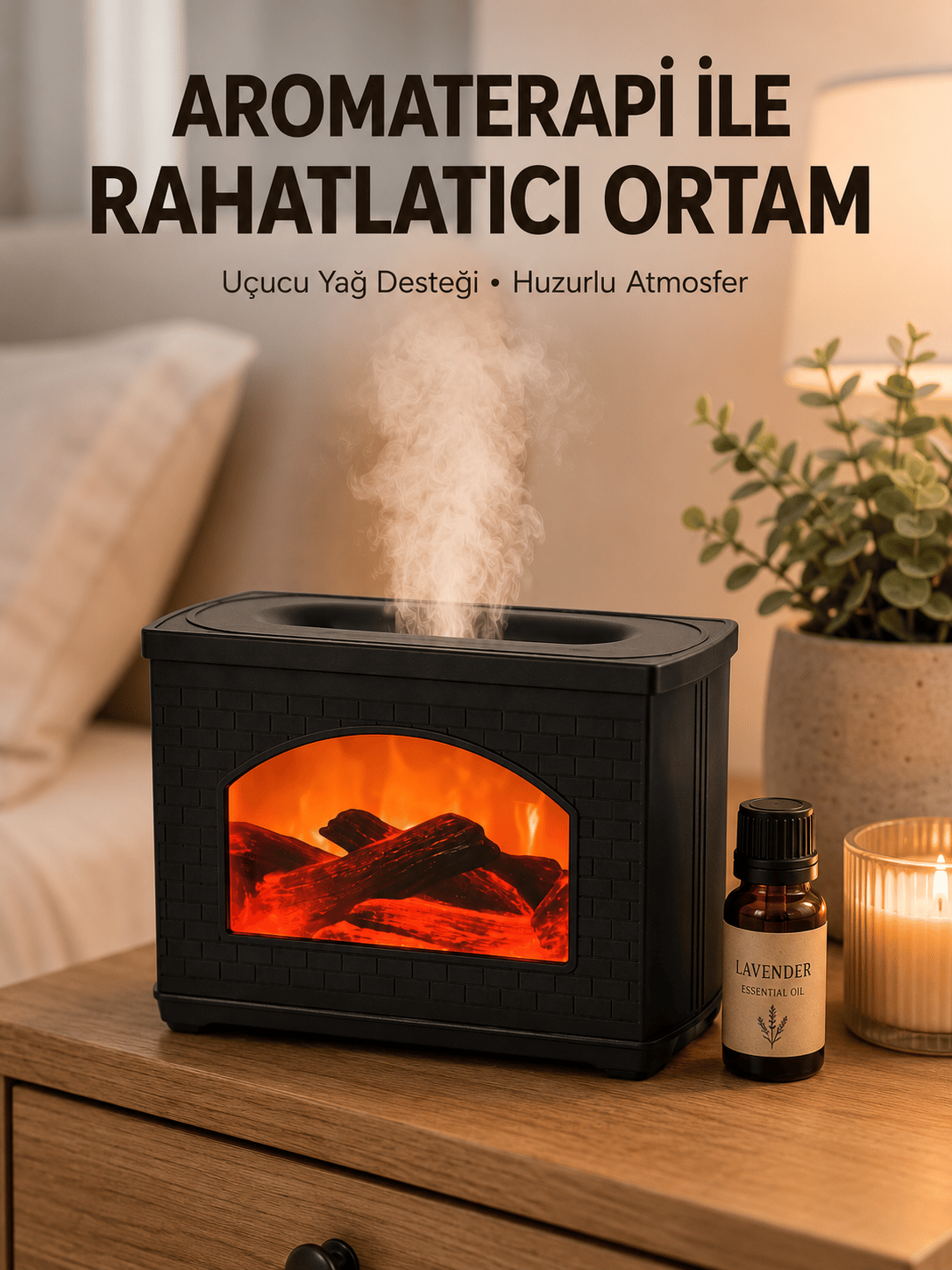 Aromaterapi Uyumlu Ultrasonik Oda Nemlendirici Ayarlanabilir Sis Çıkışlı