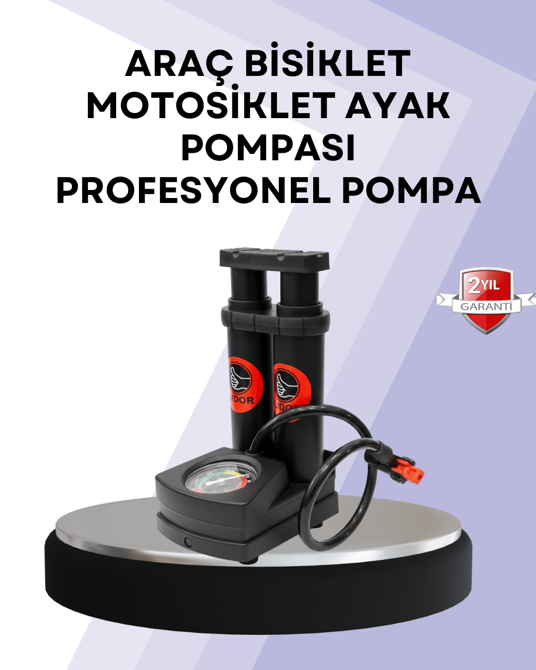Basınç Saatli Ayak Pompası Bisiklet ve Araç Uyumlu