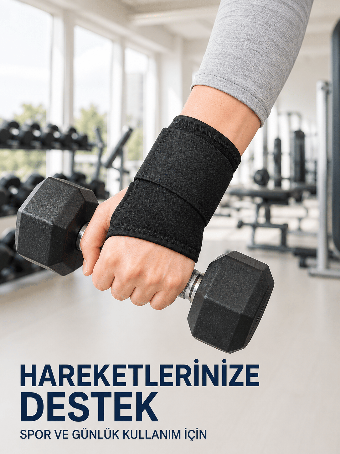 Başparmak Geçişli El Bilek Desteği Ayarlanabilir Cırtlı Bileklik Bandajı Siyah