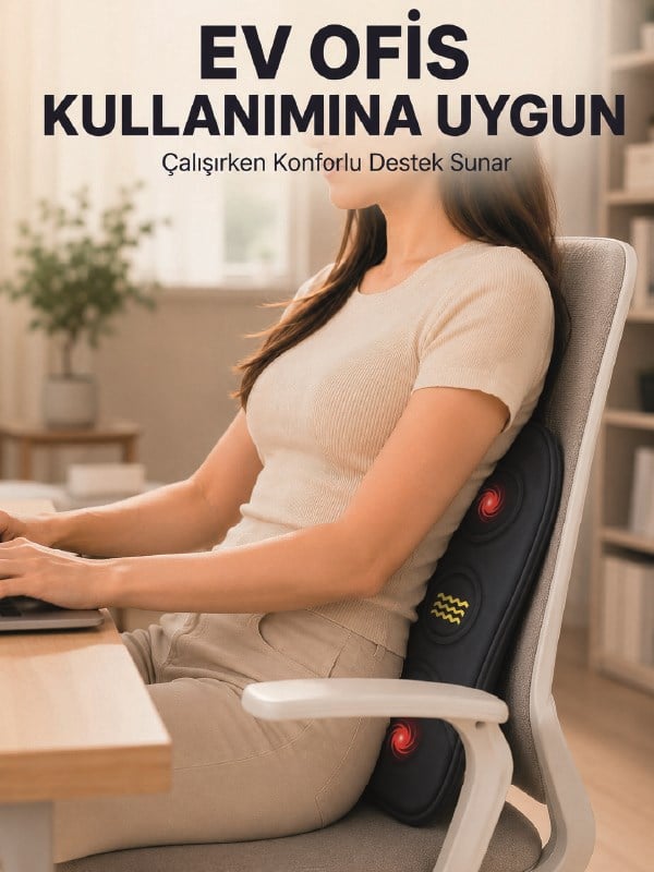 Bel Destek Minderi Isıtmalı Masaj Özellikli Günlük Kullanım