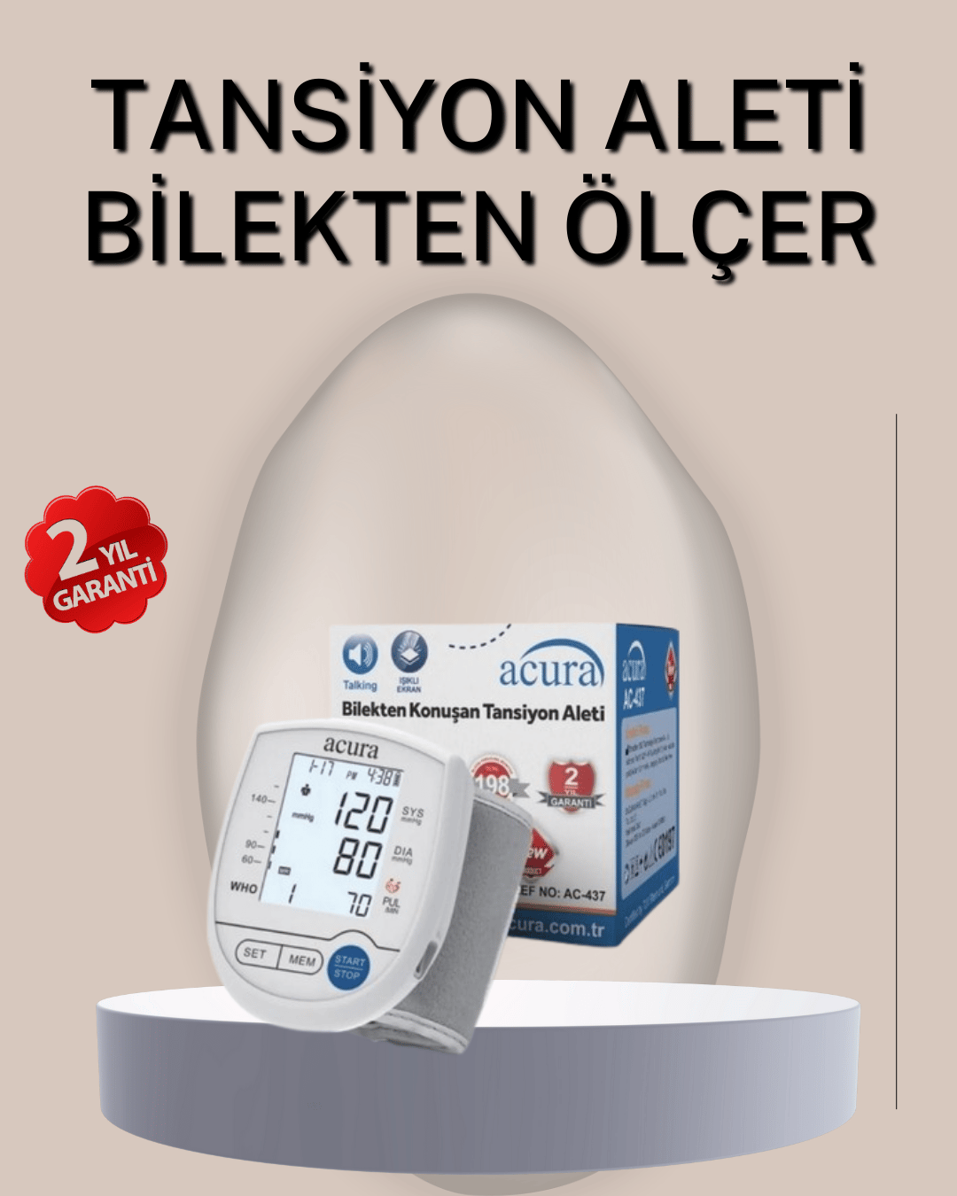 Bilekten Ölçer Tansiyon Aleti Şarjlı-Pilli Hafızalı Pratik Kullanım