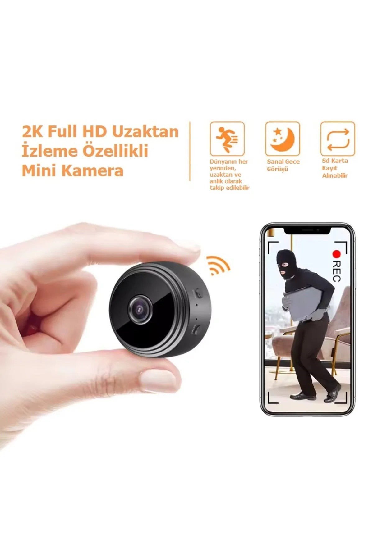 Blue Inter Mini Kamera 1080P HD WiFi (Gizli, Miknatisli)