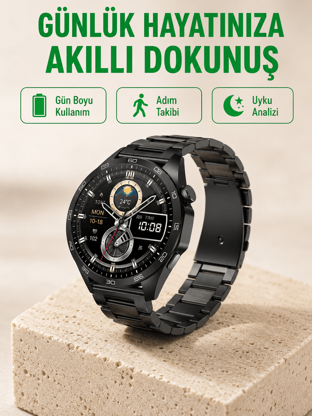 Bluetooth Akıllı Saat – Nabız, Adım Sayar, Uyku Takibi ve Spor Modlarıyla Akıllı Yaşam Asistanı