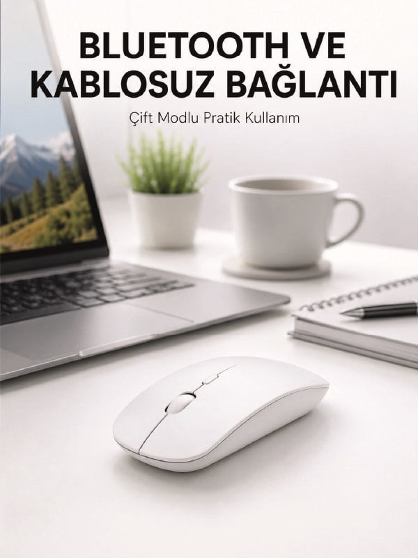 Bluetooth Kablosuz Wireless Mouse Şarjlı Sessiz Ergonomik 5000 DPI Fare