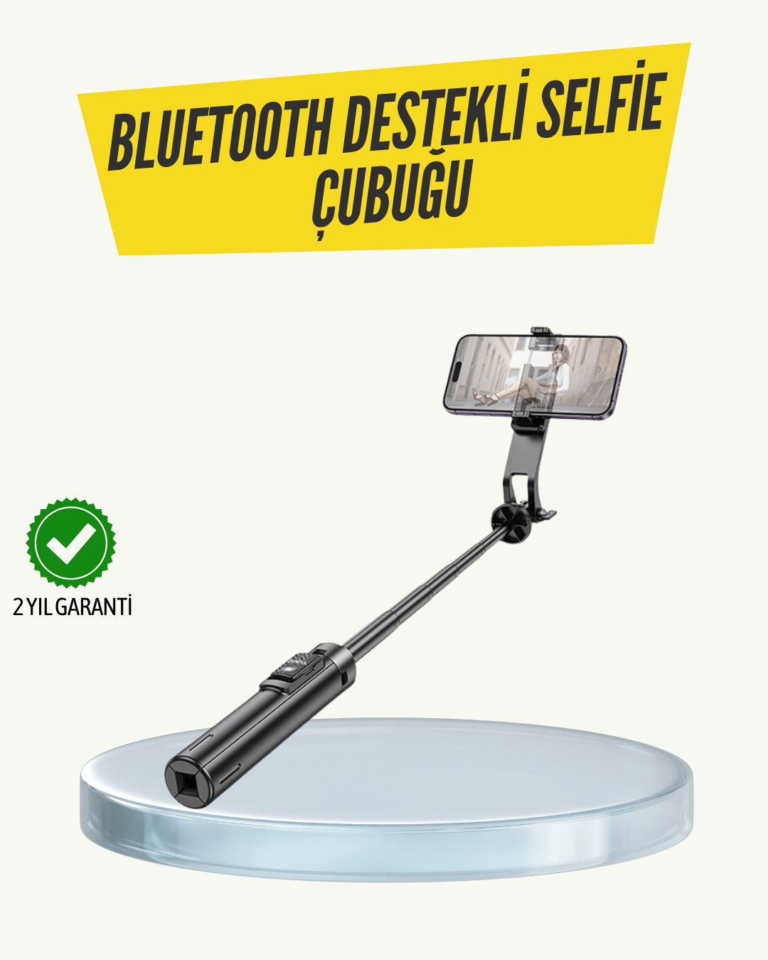 Bluetooth Selfie Çubuğu –  Katlanabilir, Uzaktan Kumandalı