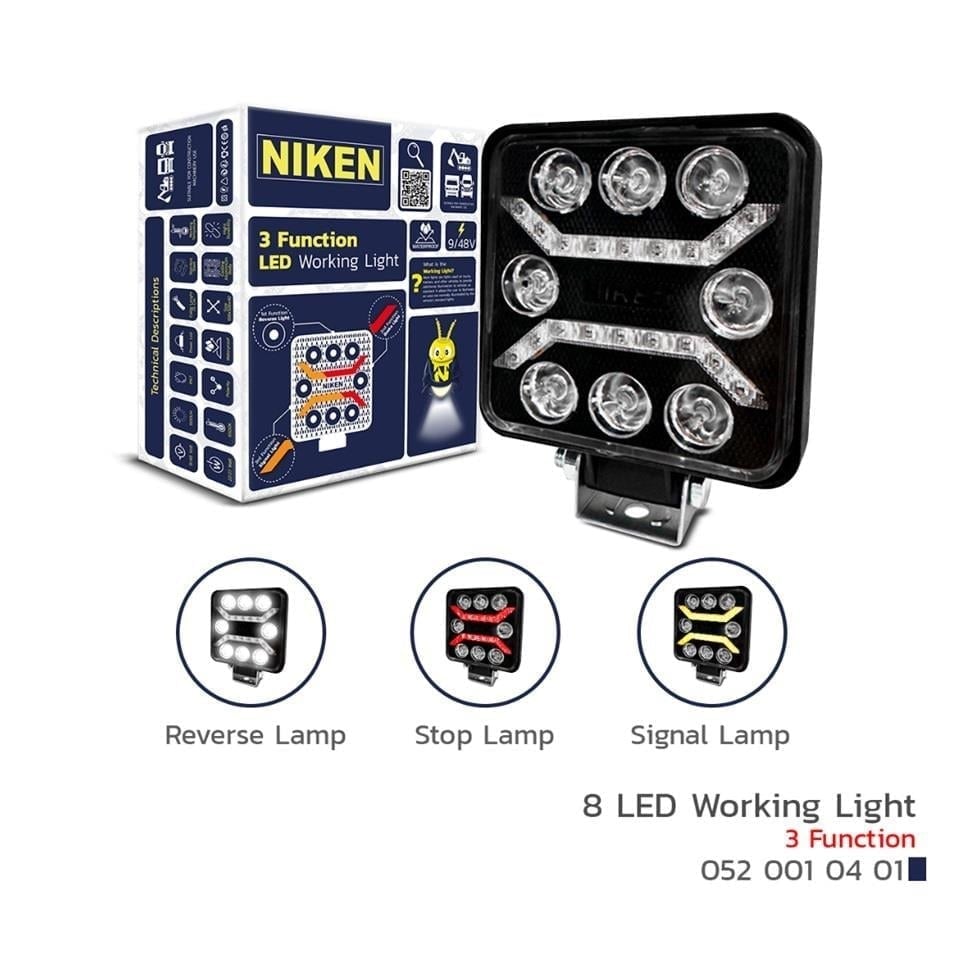 CALISMA LAMBASI PRO 8 LED 3 FONKSIYONLU KARE