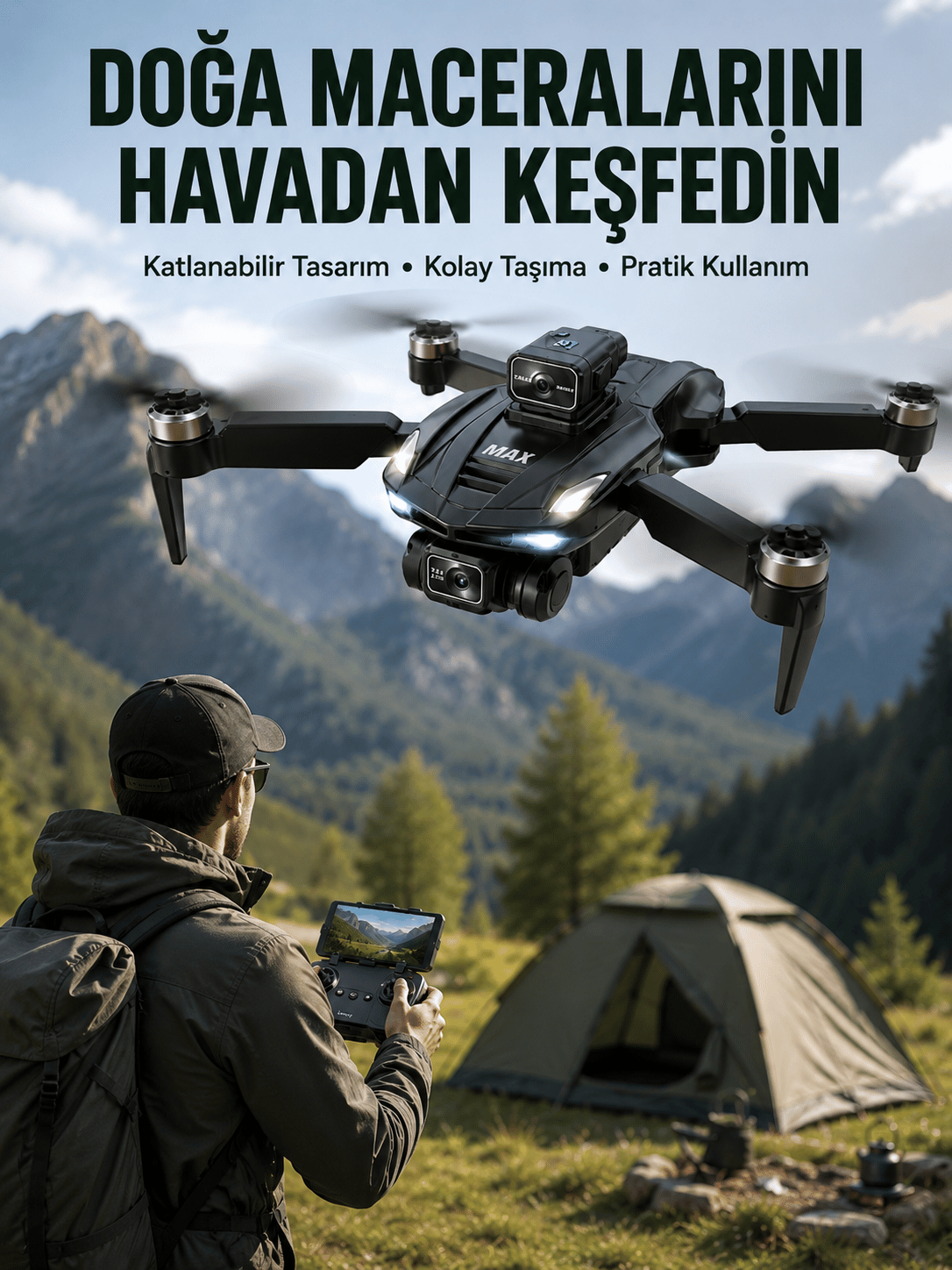 Canlı Görüntü Aktarımlı Çift Kameralı Uzaktan Kumandalı Drone