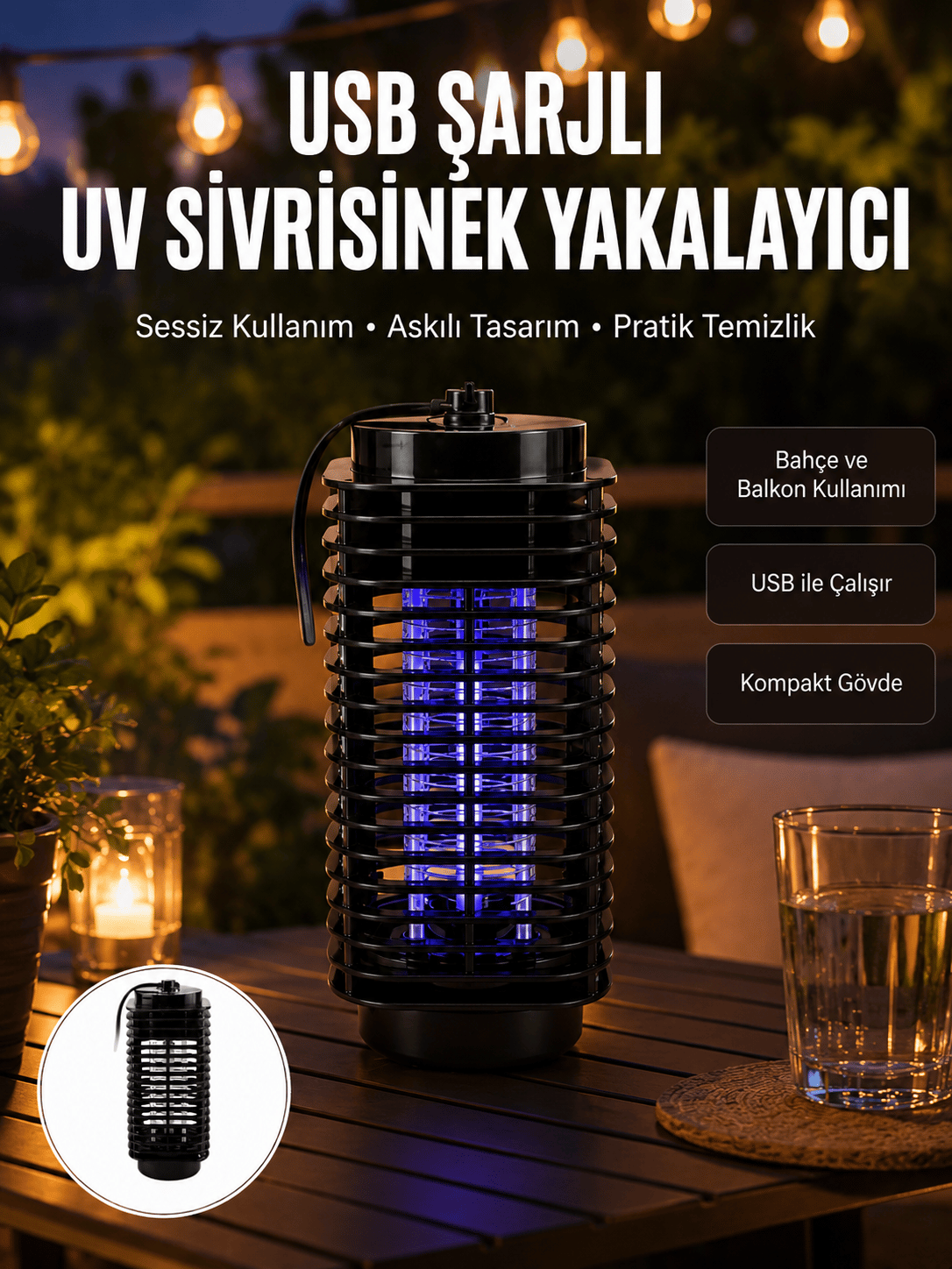 Çevre Dostu Elektrikli Sivrisinek Öldürücü Lamba – 50m² Etki Alanı Yeni Nesil