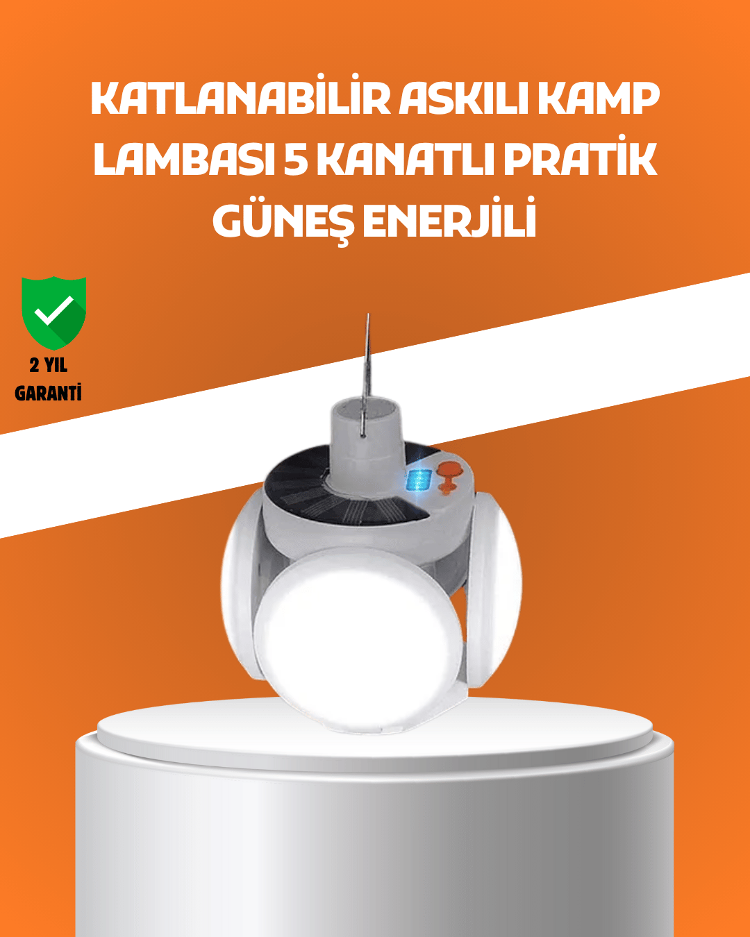 Çok Amaçlı Katlanabilir Güneş Enerjili Kamp Lambası – Masa Üstü ve Asılabilir Kullanım