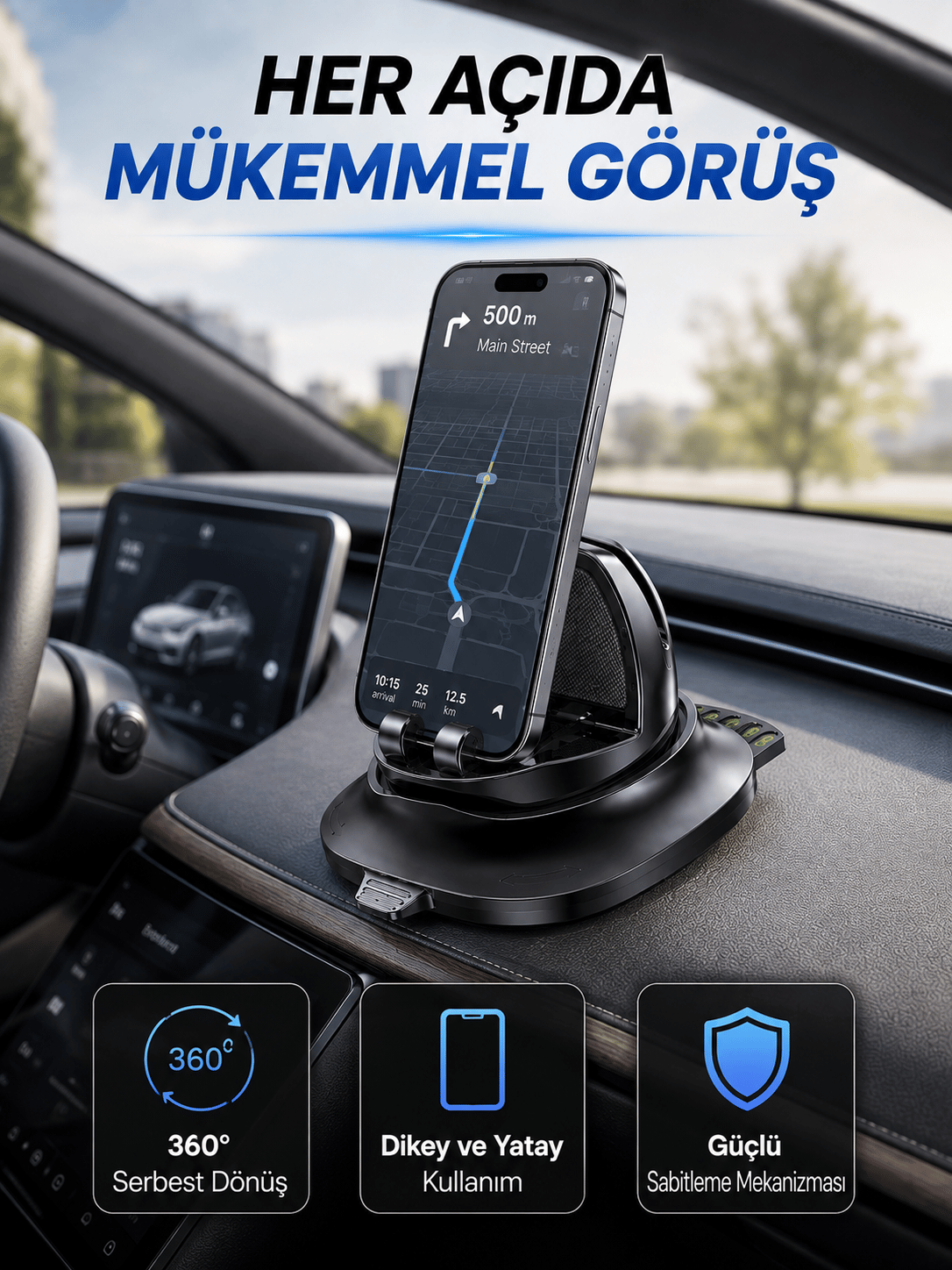 Çok Fonksiyonlu Araç İçi Telefon Tutucu Gizlenebilir Telefon Numarası Özellikli Stand