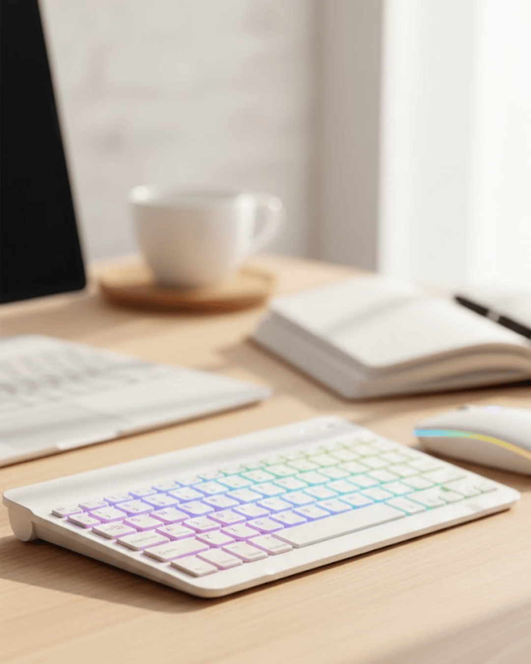 Çoklu Cihaz Uyumlu Kablosuz Klavye Mouse Seti Aydınlatmalı