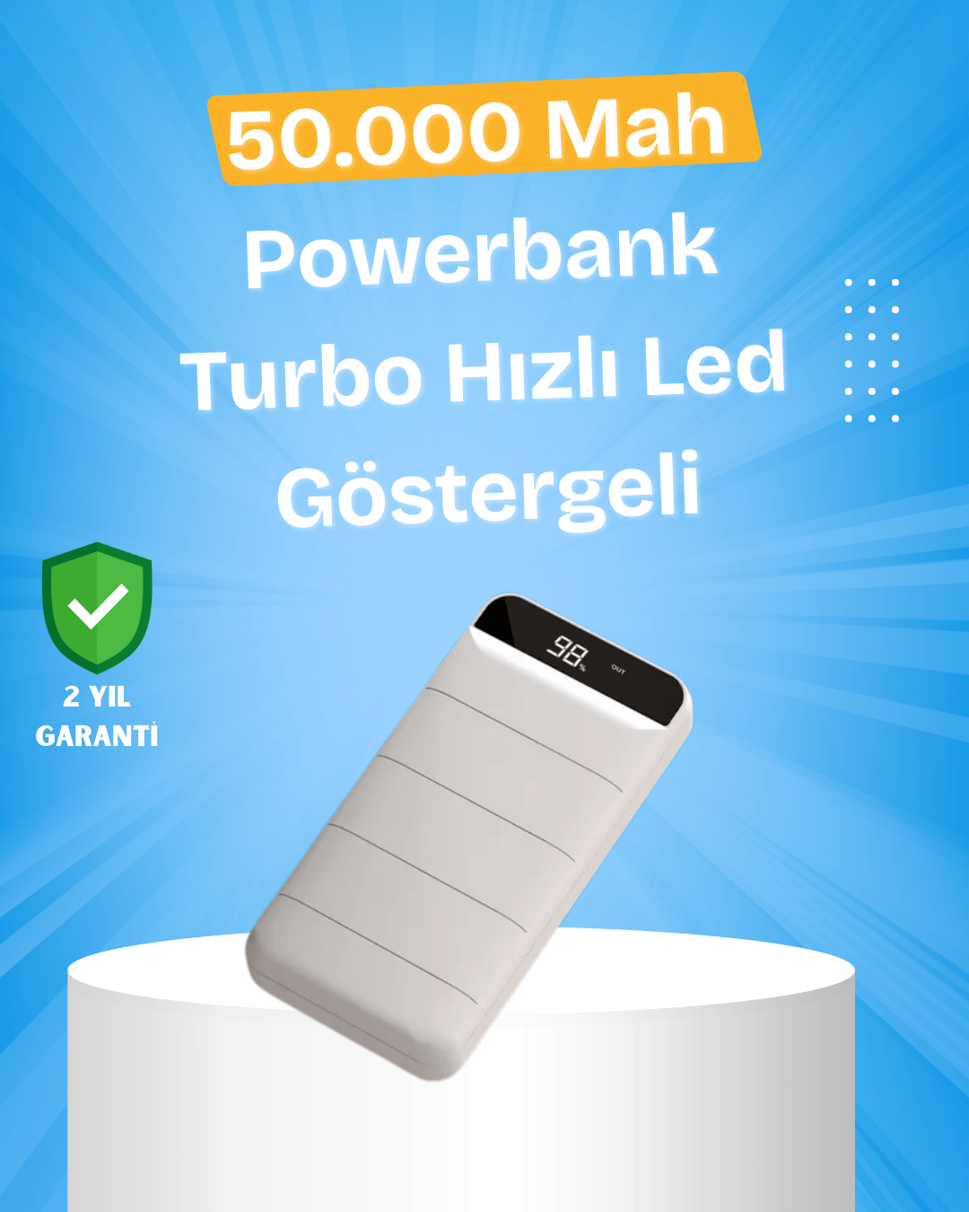 Çoklu Cihaz Uyumlu LED Ekranlı 50000 mAh Powerbank