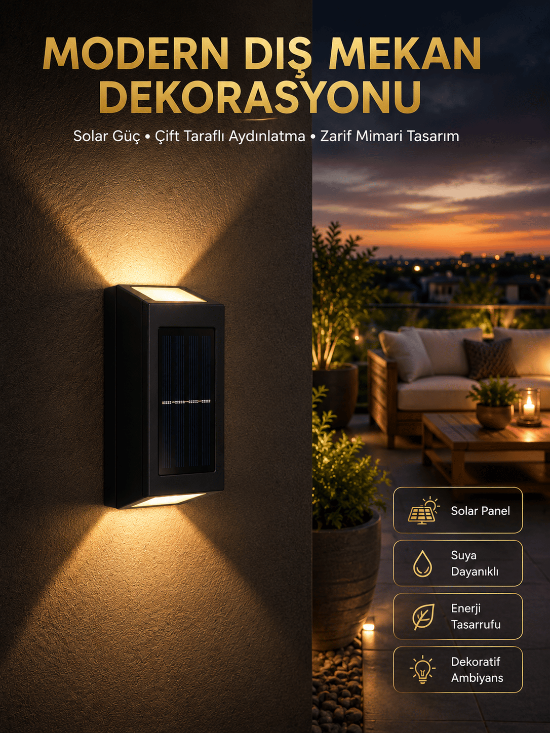 Dekorasyon Aplik Işık Güneş Enerjili Aydınlatma Dekoratif Aydınlatma