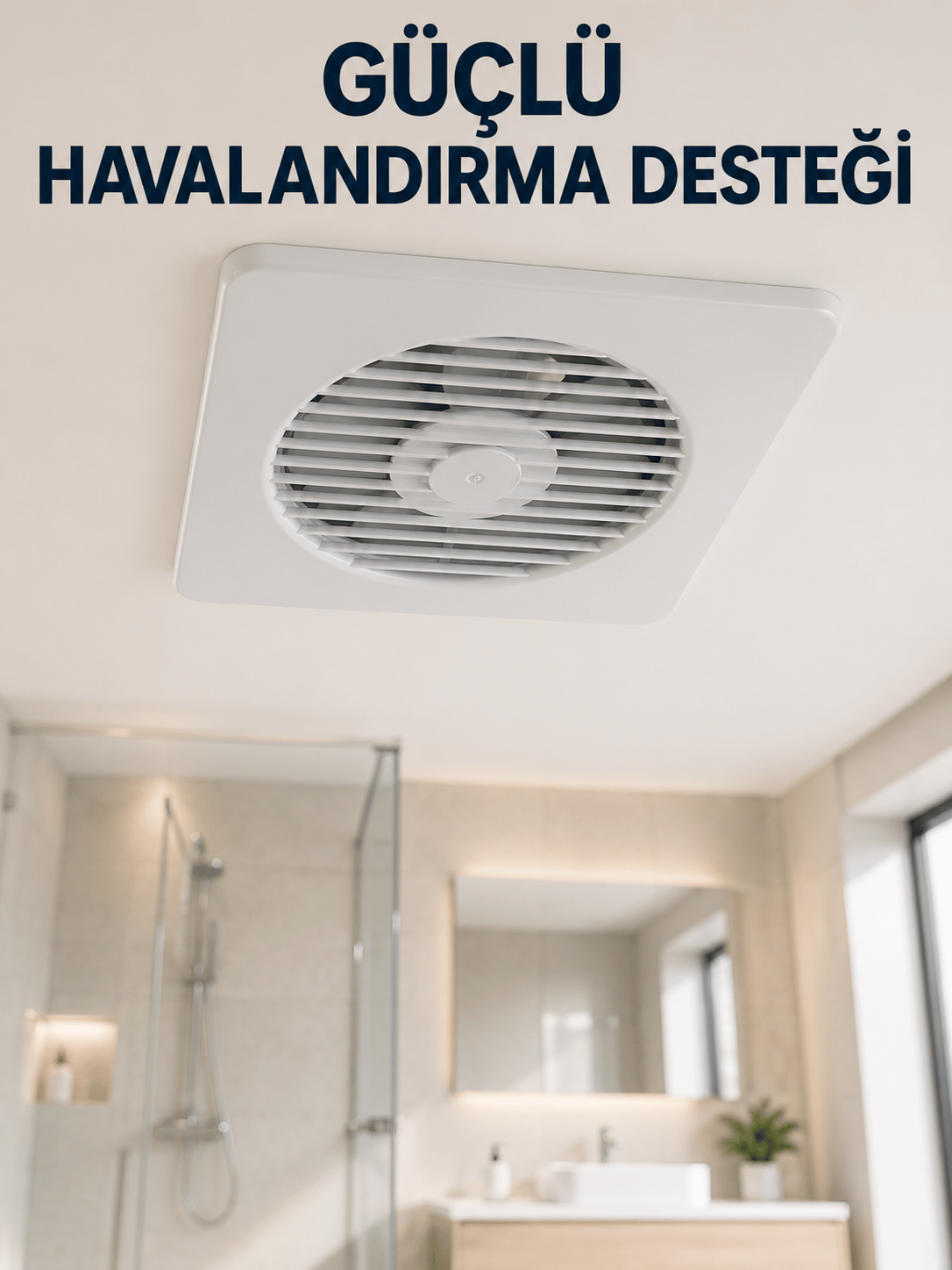 Dekoratif Banyo ve Mutfak Aspiratörü 150 mm 20,8 x 20,8 cm 20 W Havalandırma Fanı