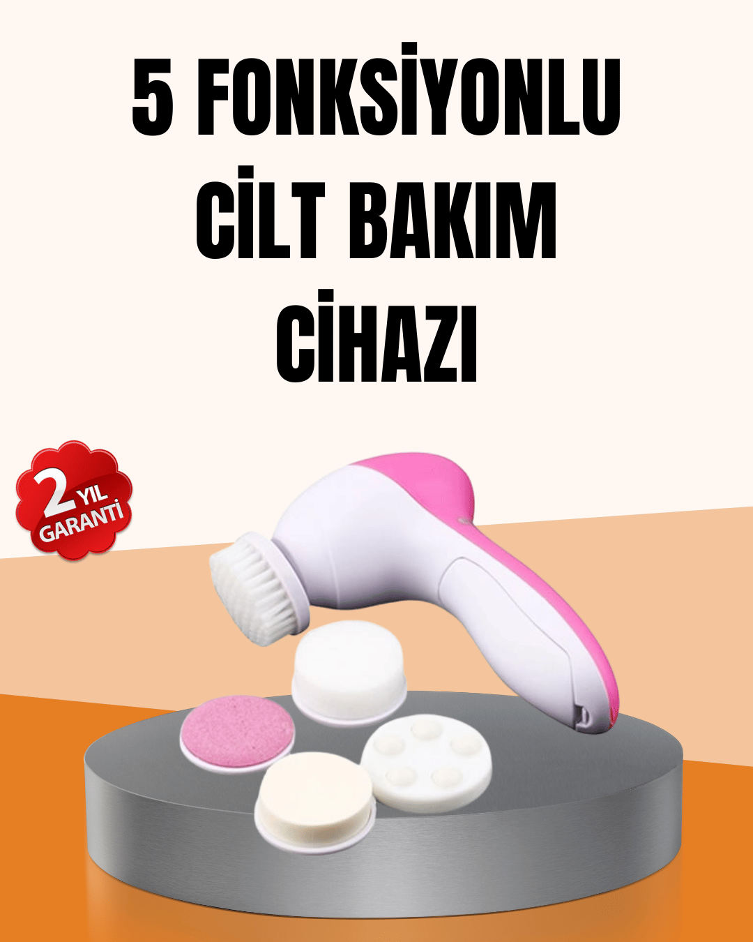 Derin Temizleme ve Masaj İçin 5 Başlıklı Yüz Cilt Bakım Aleti