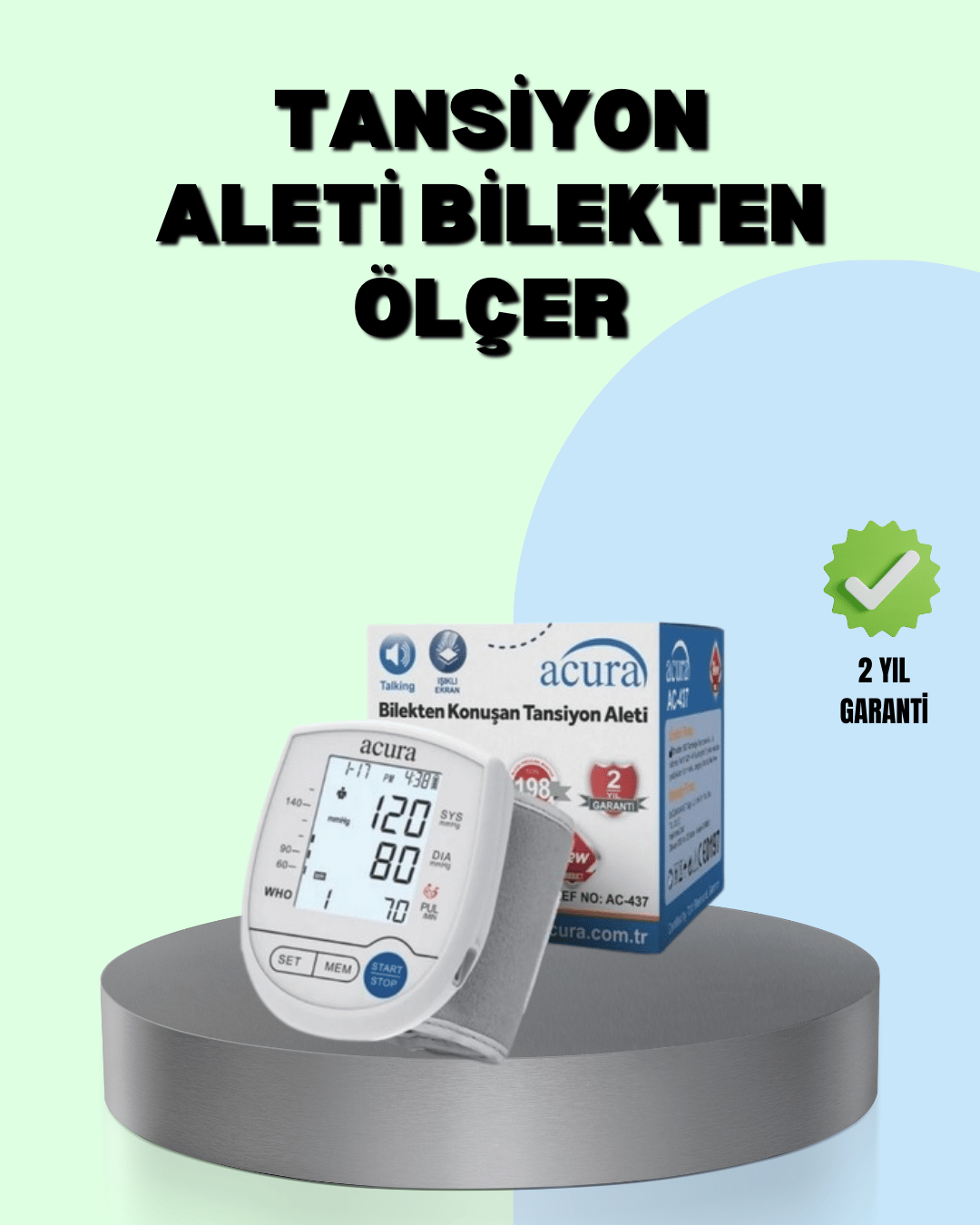 Dijital Bilek Tansiyon Aleti Çift Güç Kaynaklı HD Ekranlı