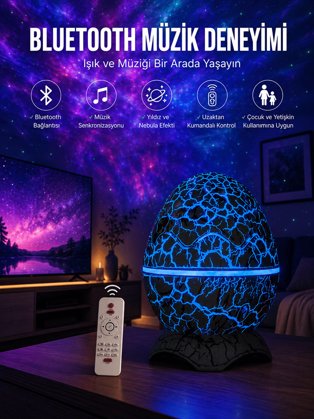 Dinozor Speaker Renk Değiştirme Projeksiyon Modu Bluetooth Hoparlör Gece Lambası Yeni Nesil