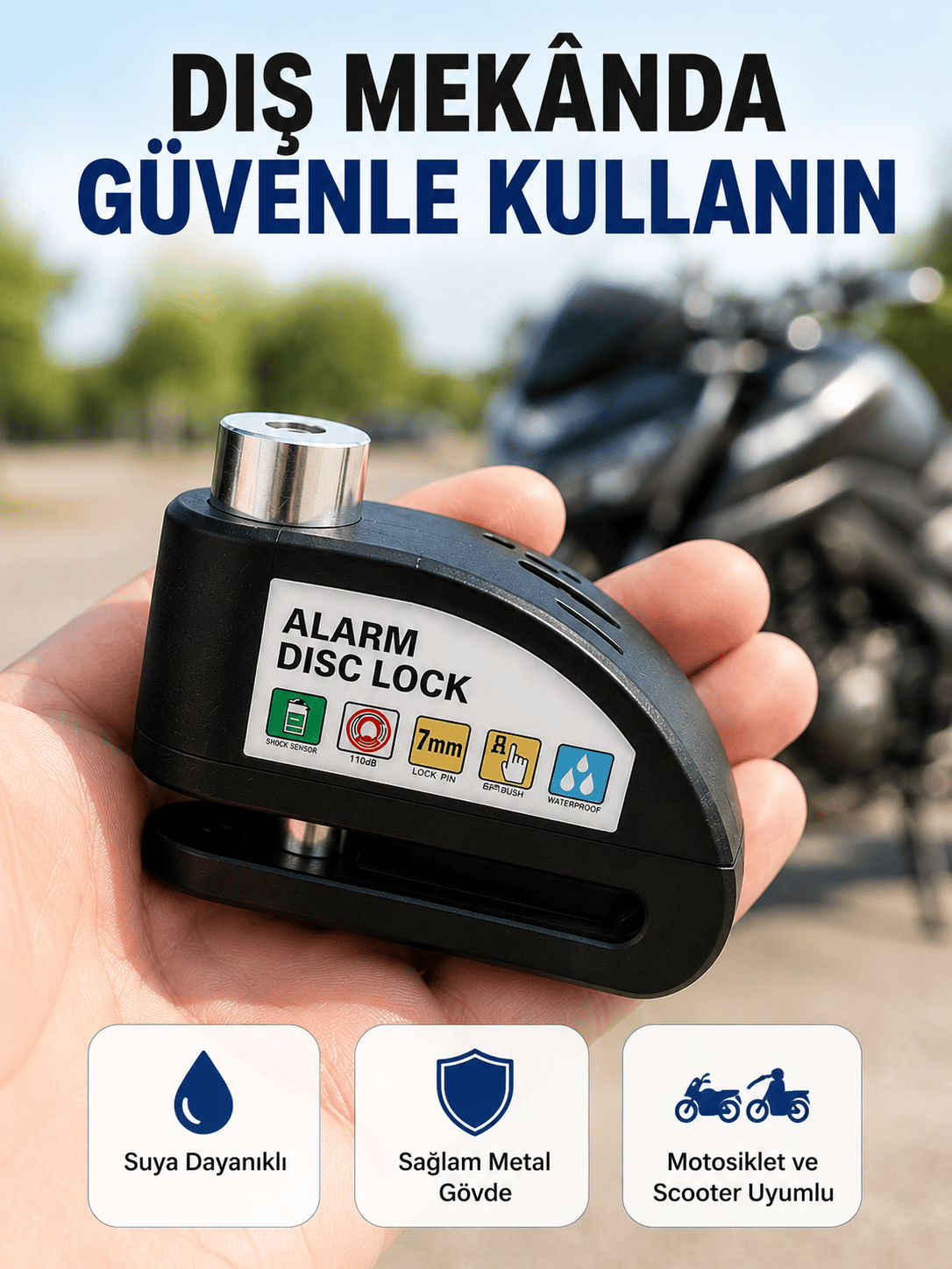 Disk Fren Kilidi Alarmlı Anti Hırsızlık Motosiklet Scooter Bisiklet Yeni Nesil