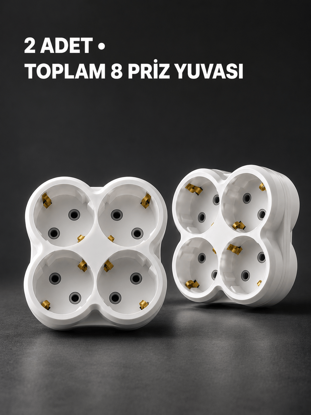 Duvar Tipi 4 Çıkışlı Priz Çoğaltıcı Kablosuz Kompakt Tasarım 2 Adet
