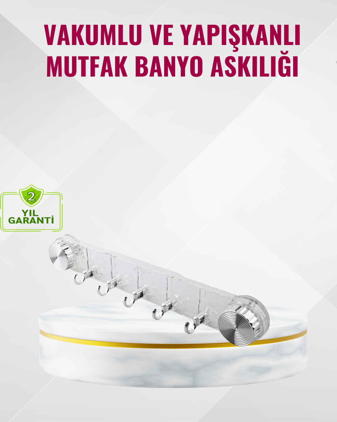 Duvar Tipi Vakumlu Askılık Şeffaf Orta Tasarımlı