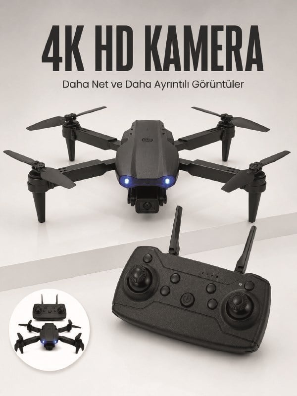 E99 Pro 4K HD Kameralı Katlanabilir Drone APP Kontrollü Uzaktan Kumandalı Mini Drone