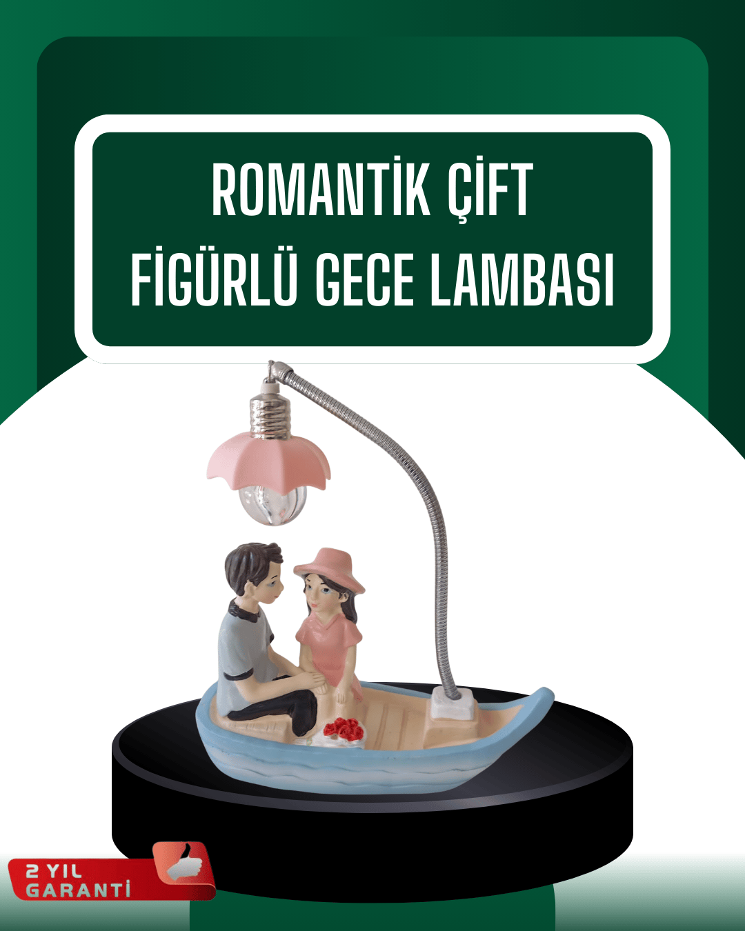 El Ele Tutuşan Çift Figürlü Dekoratif Gece Lambası Romantik Tasarım