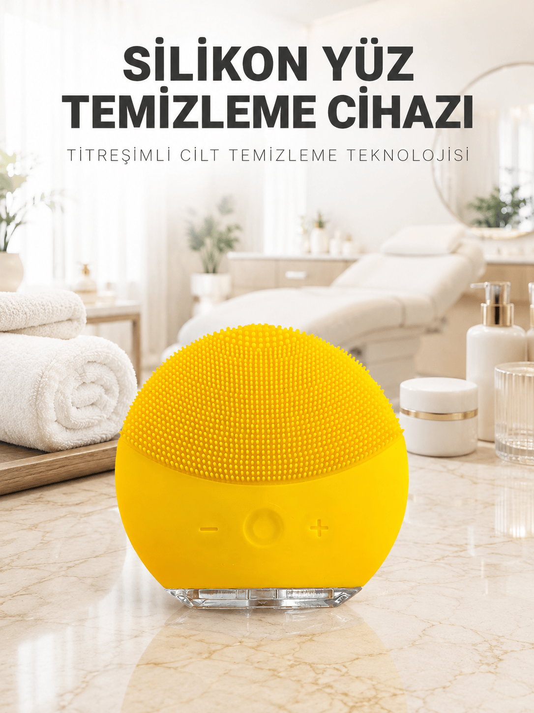 Elektrikli Silikon Yüz Temizleme Fırçası Şarjlı Ayarlanabilir Titreşimli Cilt Bakımı