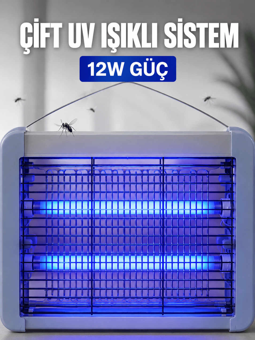 Elektrikli Sinek ve Sivrisinek Öldürücü 12W Çift UV Işıklı Böcek Lambası