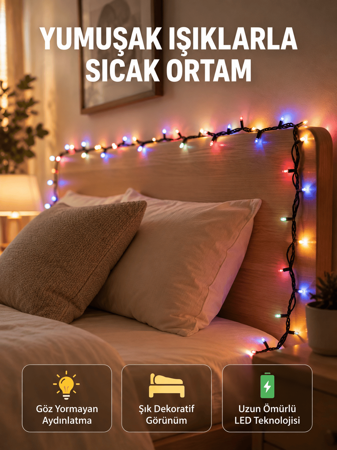 Enerji Tasarruflu Şeffaf Kablo 5 m 50 LED Dekor Işık Yeni Nesil
