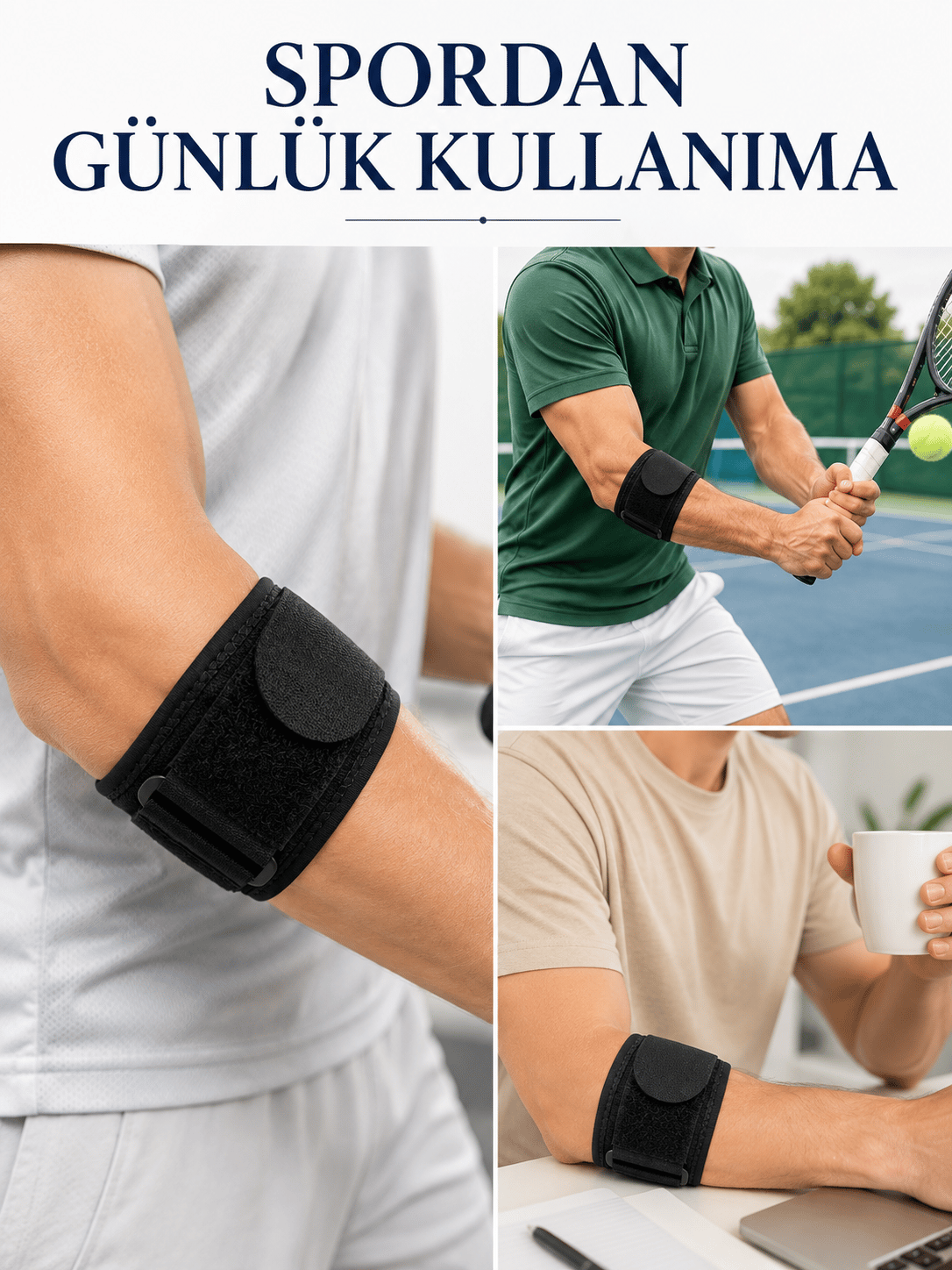 Epikondilit Bandajı Ayarlanabilir Tenisçi ve Golfçü Dirseği Destek Bandı