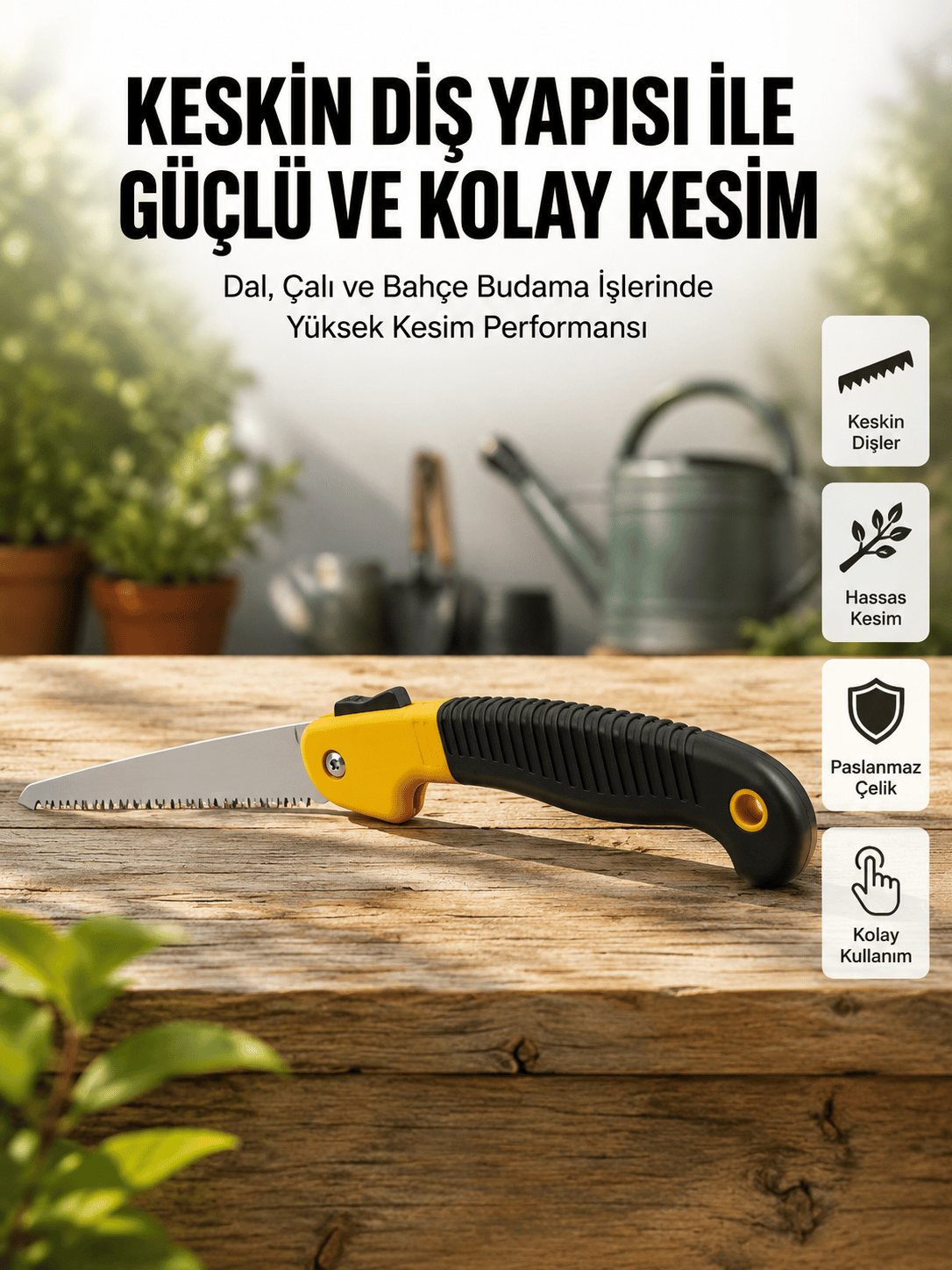 Ergonomik Saplı Katlanabilir Budama Testeresi