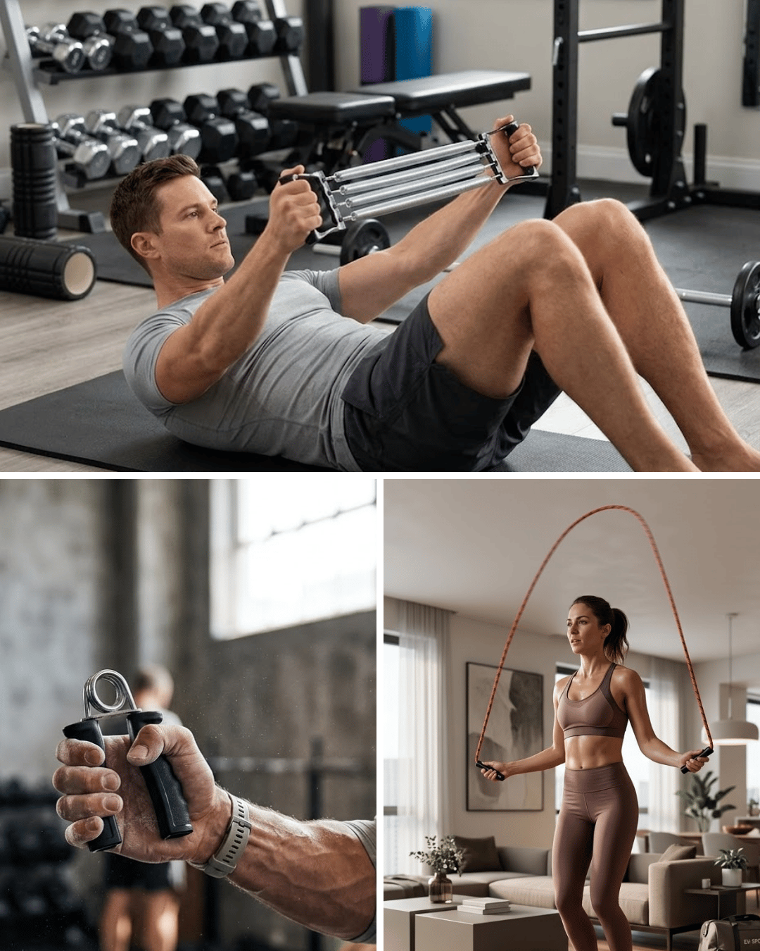 Ev Spor Seti Atlama İpi El Yayı Karın Egzersiz Aleti Fitness Seti