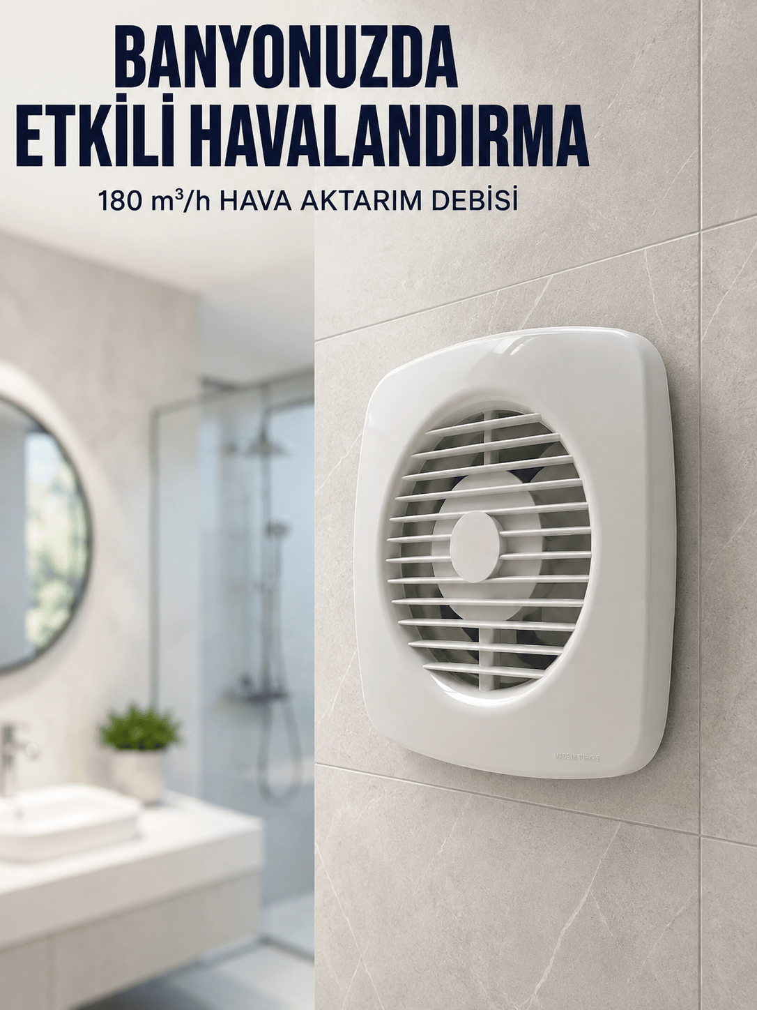 Ev Tipi Dekoratif Aspiratör 16 W 180 m³/h Banyo Mutfak WC Havalandırma Çözümü