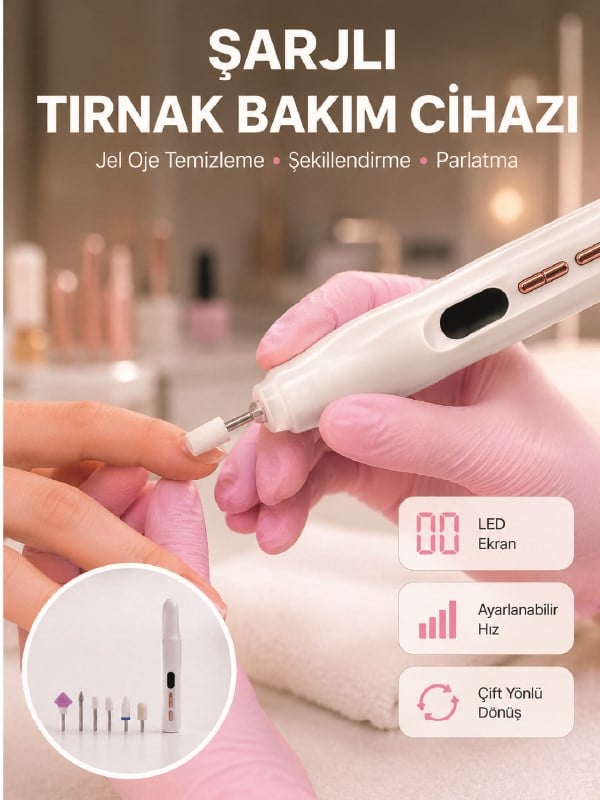 Evde ve Profesyonel Kullanıma Uygun Tasarımlı Tırnak Bakım Cihazı