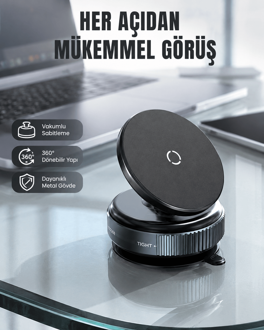 Evrensel Manyetik Araç Telefon Tutucu 360° Döner Başlık