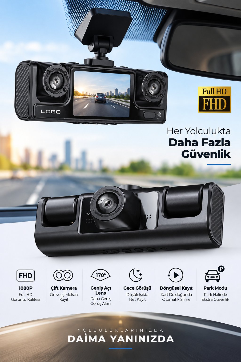 Full HD 1080P Döngüsel Kayıtlı Araç Kamerası