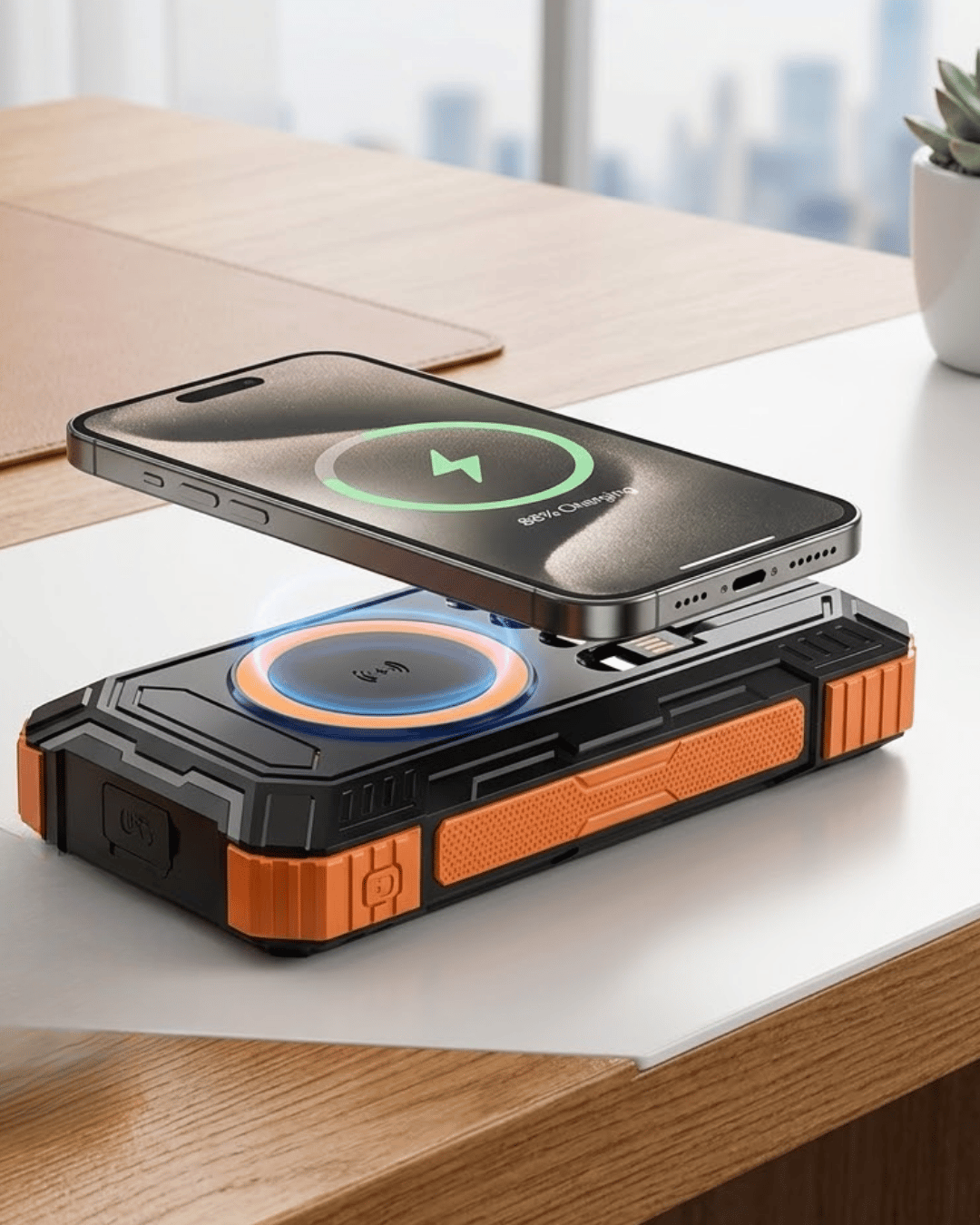 Güneş Enerjili Powerbank 20000 mAh Kablosuz ve Hızlı Şarj Destekli Taşınabilir Şarj Cihazı