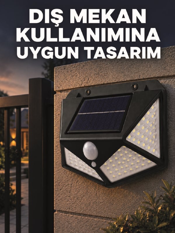 Güneş Enerjisi ile Şarj Olan Hareket Sensörlü 3 Modlu LED Dış Mekan Duvar Aydınlatması