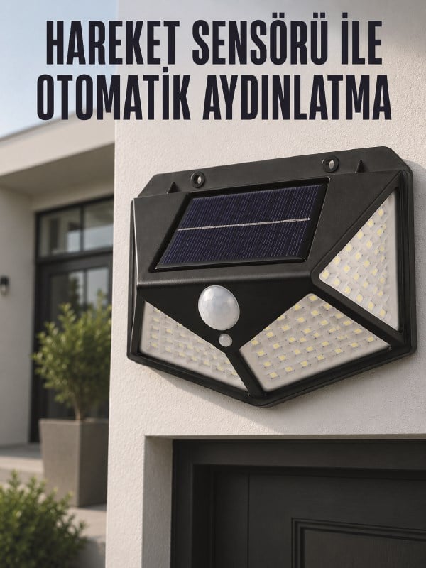 Hareket Sensörlü Güneş Enerjili Duvar Lambası Dış Mekan İçin Güçlü LED Aydınlatma